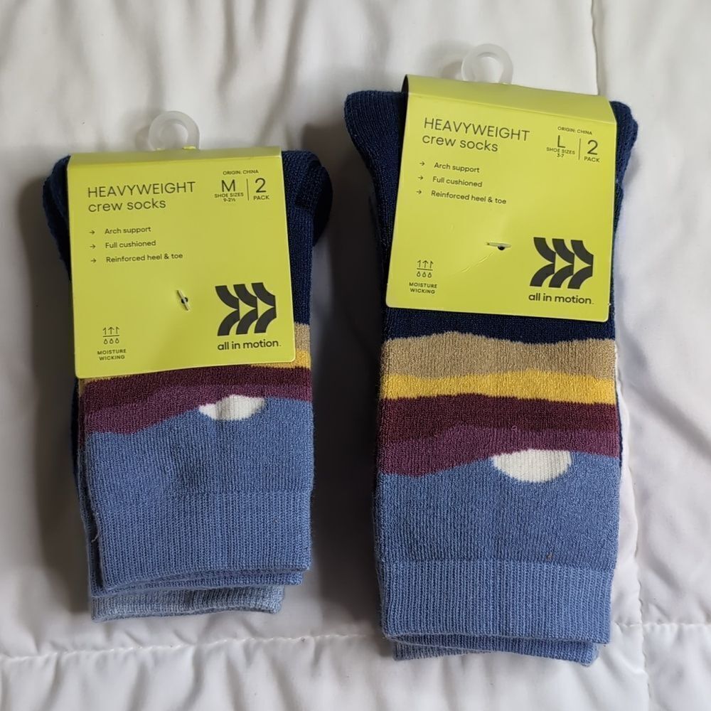 All in Motion Kids Heavy Weight Crew Socks Moisture Wicking Medium, NEW